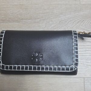 Tory Burch Black Wallet with White Trim